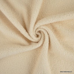 Tissu Teddy bouclette envers polaire - Ecru