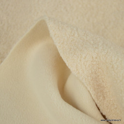Tissu Teddy bouclette envers polaire - Ecru