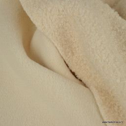 Tissu Teddy bouclette envers polaire - Ecru