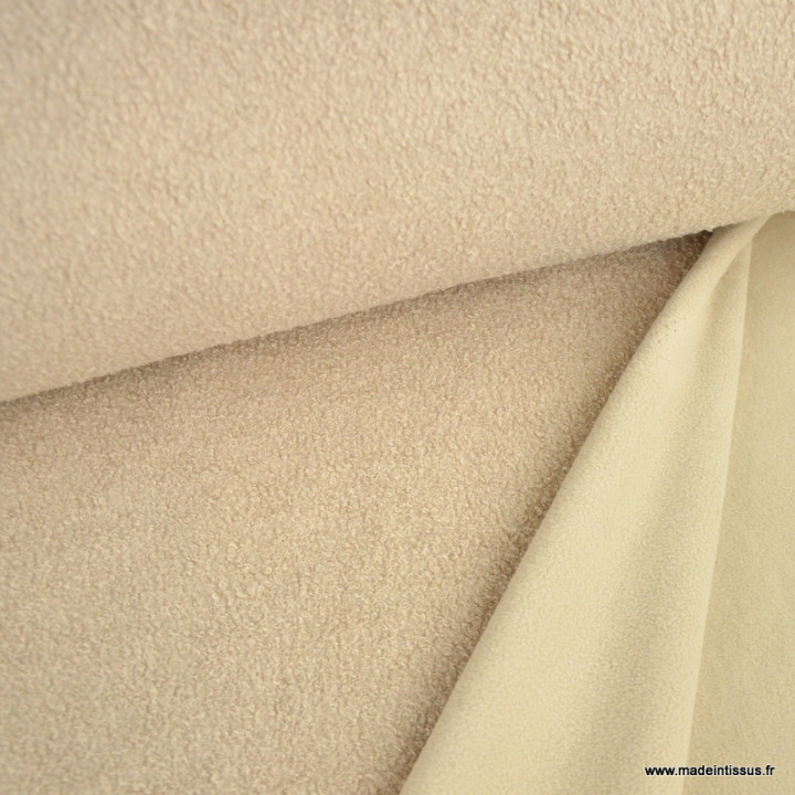 Tissu Teddy bouclette envers polaire - Sable