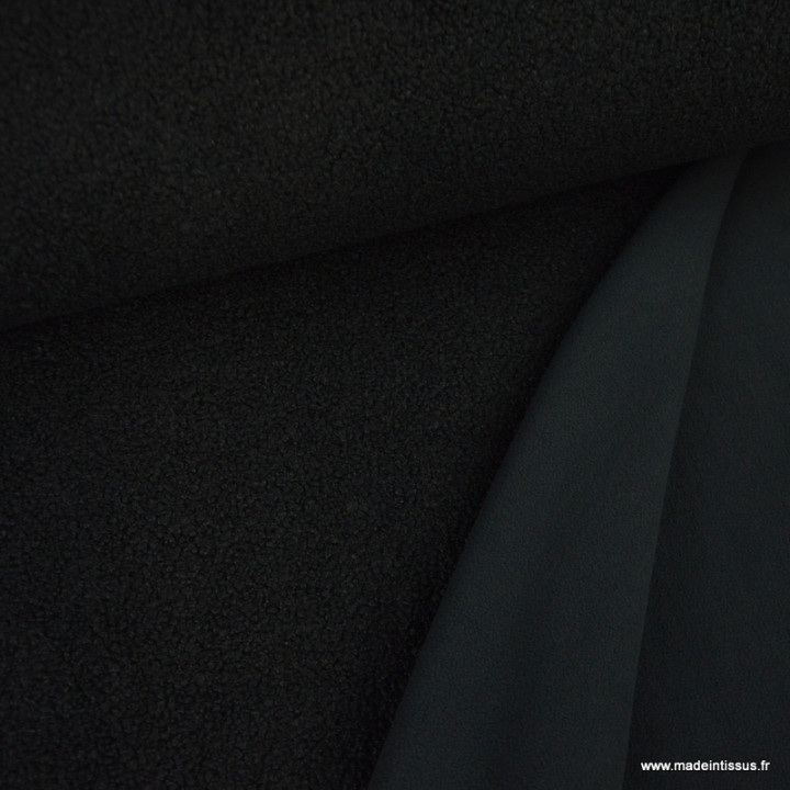 Tissu Teddy bouclette envers polaire - Noir