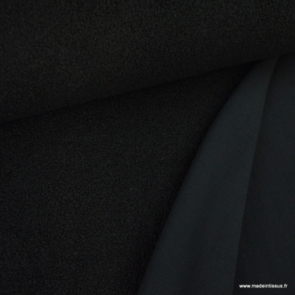 Tissu Teddy bouclette envers polaire - Noir
