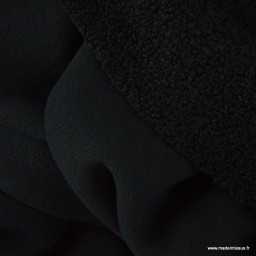 Tissu Teddy bouclette envers polaire - Noir