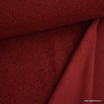 Tissu Teddy bouclette envers polaire - Bordeaux