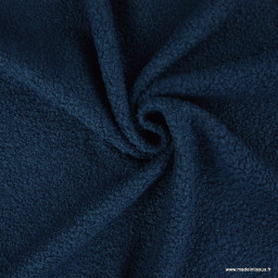 Tissu Teddy bouclette envers polaire - Bleu marine
