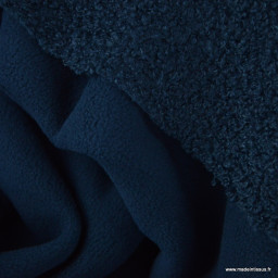 Tissu Teddy bouclette envers polaire - Bleu marine
