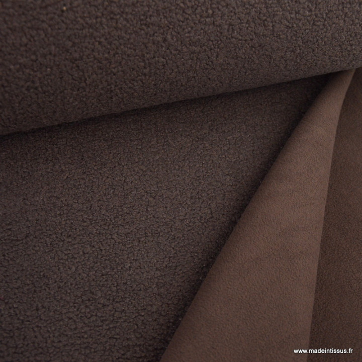 Tissu Teddy bouclette envers polaire - Chocolat