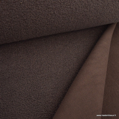 Tissu Teddy bouclette envers polaire - Chocolat