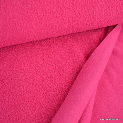Tissu Teddy bouclette envers polaire - Rose fuchsia