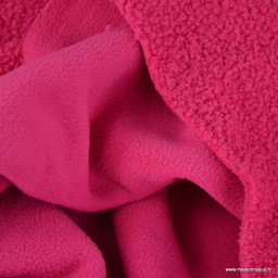Tissu Teddy bouclette envers polaire - Rose fuchsia