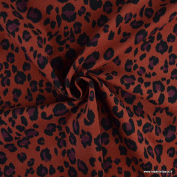Tissu velours milleraies Azara motif léopard marron et noir