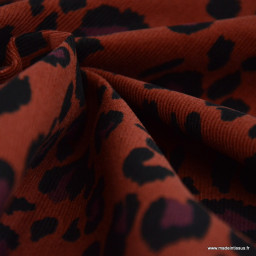 Tissu velours milleraies Azara motif léopard marron et noir