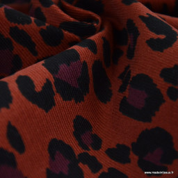 Tissu velours milleraies Azara motif léopard marron et noir