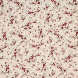 Double gaze Suzon motifs fleurs Bordeaux fond écru