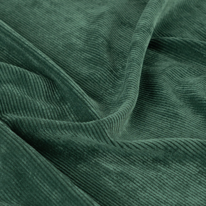 Tissu Velours côtelé washé vert bouteille - oeko tex