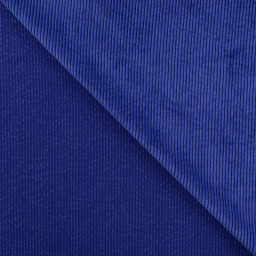 Tissu Velours côtelé washé bleu roi - oeko tex