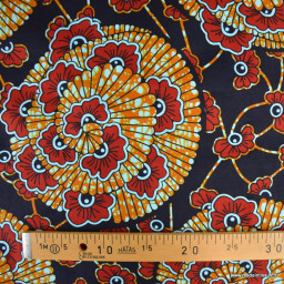 Tissu wax Amina motifs graphique rouge et noir
