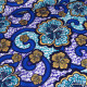 Tissu wax coton Bamako motifs fleurs bleues et or
