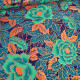 Tissu wax coton LOTUS – Fleurs vertes et orange