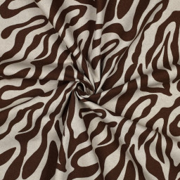 Tissu demi natté canvas zèbre chocolat – Fond naturel