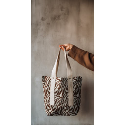 Tissu demi natté canvas zèbre chocolat – Fond naturel