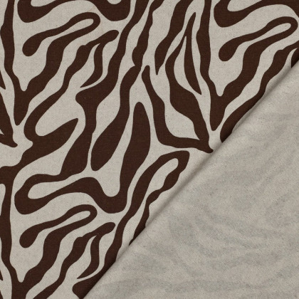 Tissu demi natté canvas zèbre chocolat – Fond naturel