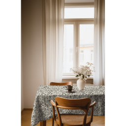 Tissu demi natté canvas botanique – Fleurs et papillons noirs