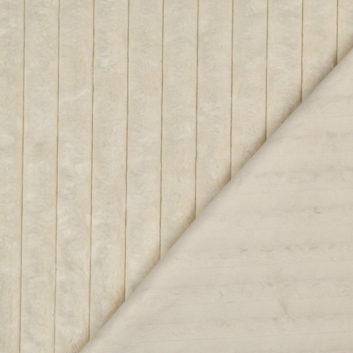 Tissu fausse fourrure côtelée écrue – Rayures en relief