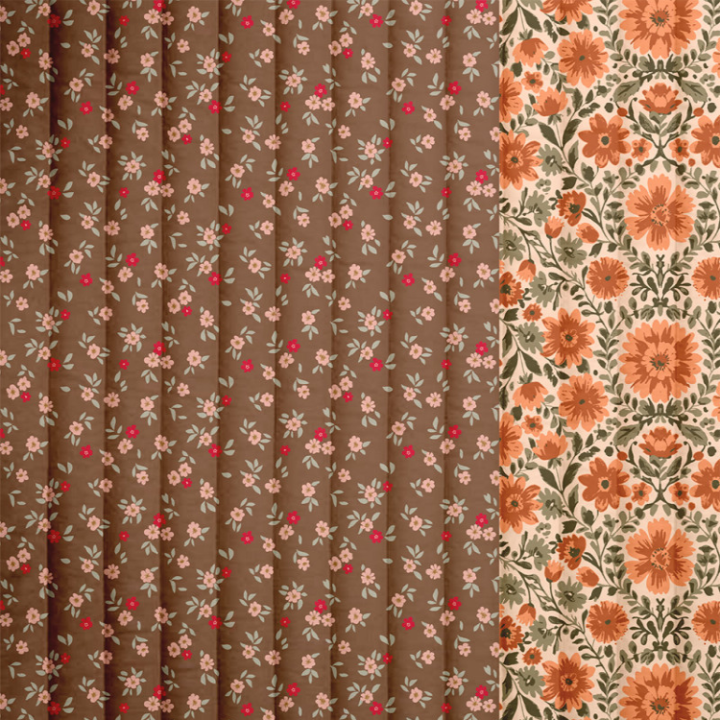 Tissu coton matelassé réversible fleuri Hampi - Nadie