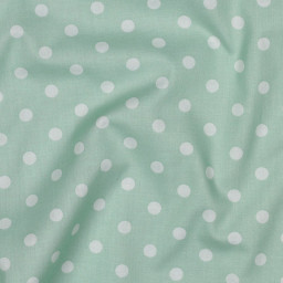 Tissu popeline coton motif Pois blancs fond Menthe - OEKO TEX