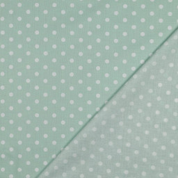 Tissu popeline coton motif Pois blancs fond Menthe - OEKO TEX