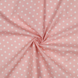 Tissu popeline coton motif Pois blancs fond vieux rose - OEKO TEX