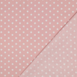 Tissu popeline coton motif Pois blancs fond vieux rose - OEKO TEX