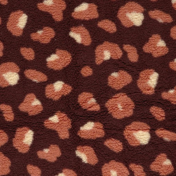 Tissu sherpa motif léopard fond bordeaux - OEKO TEX