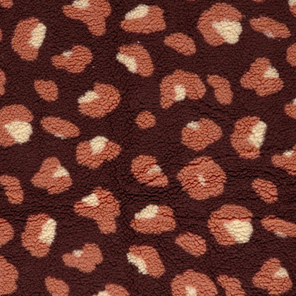 Tissu sherpa motif léopard fond bordeaux - OEKO TEX
