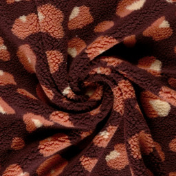 Tissu sherpa motif léopard fond bordeaux - OEKO TEX