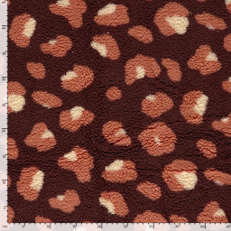 Tissu sherpa motif léopard fond bordeaux - OEKO TEX