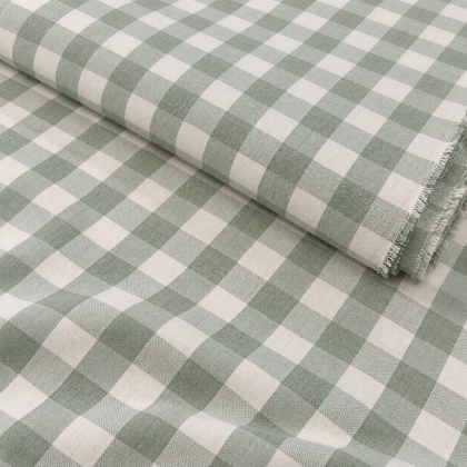 Tissu coton Celestin à grands carreaux Vichy Sauge