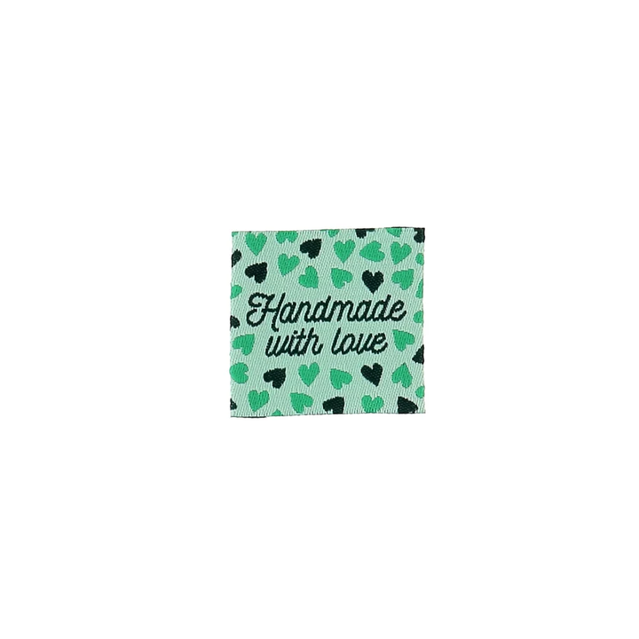 Étiquette tissée à coudre "Hand made with Love"