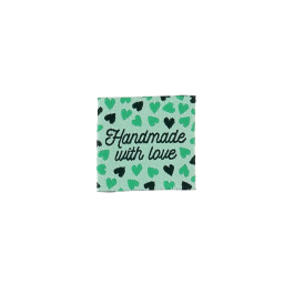 Étiquette tissée à coudre "Hand made with Love"