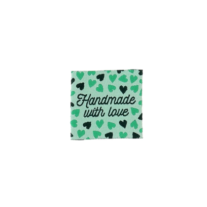 Étiquette tissée à coudre "Hand made with Love"