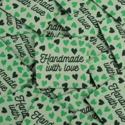 Étiquette tissée à coudre "Hand made with Love"