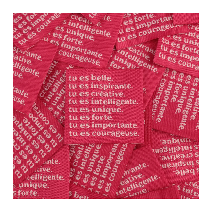 Étiquette tissée à coudre "tu es belle"