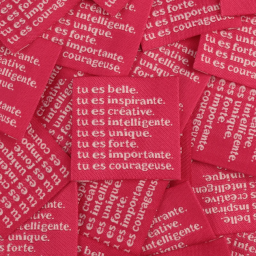 Étiquette tissée à coudre "tu es belle"