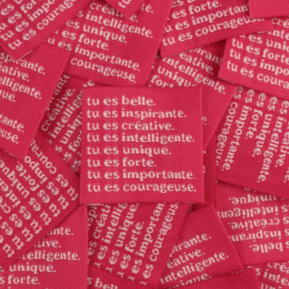 Étiquette tissée à coudre "tu es belle"