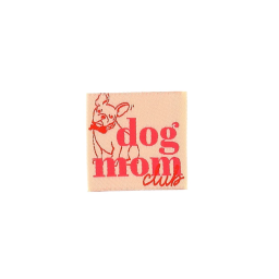 Étiquette tissée à coudre "Dog mom"