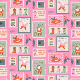 Tissu coton Noël western rose – Yee-Haw Holidays – Cotton + Steel
