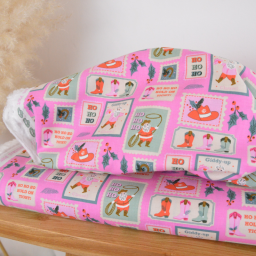 Tissu coton Noël western rose – Yee-Haw Holidays – Cotton + Steel