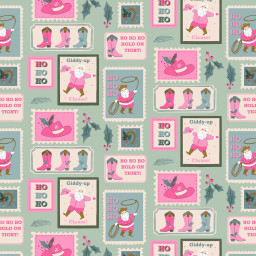 Tissu coton Noël western vert sauge – Yee-Haw Holidays – Cotton + Steel