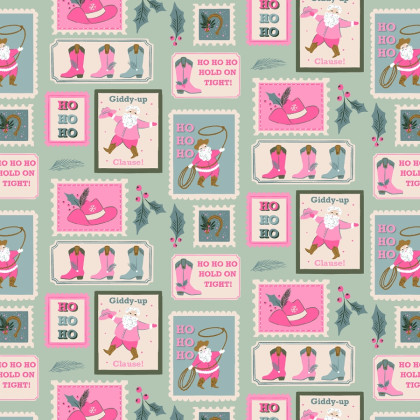 Tissu coton Noël western vert sauge – Yee-Haw Holidays – Cotton + Steel
